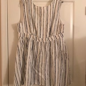 White Cotton Striped Dress